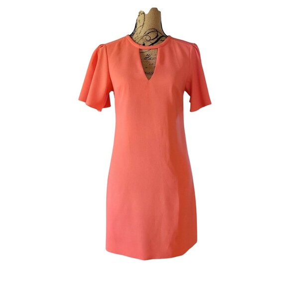 TRINA TURK Anderson Flutter Short Sleeves & Keyhole V-Neck Dress-US 2 - Picture 4 of 8